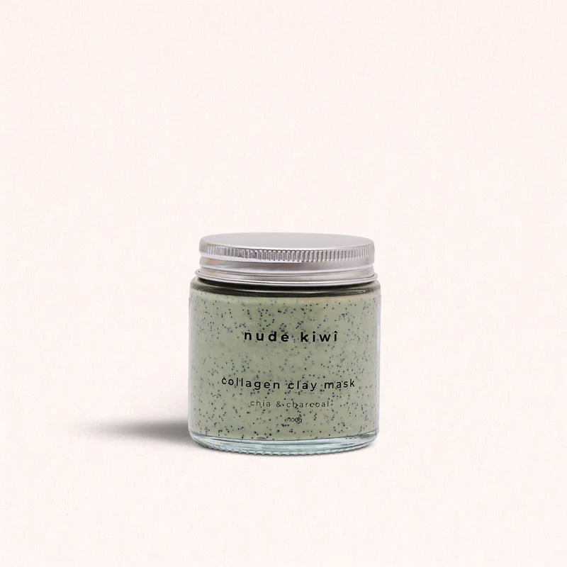 Nude Kiwi Collagen Clay Face Mask - Chia & Charcoal