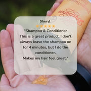 Hand holding a product with a label and a visible brand logo.