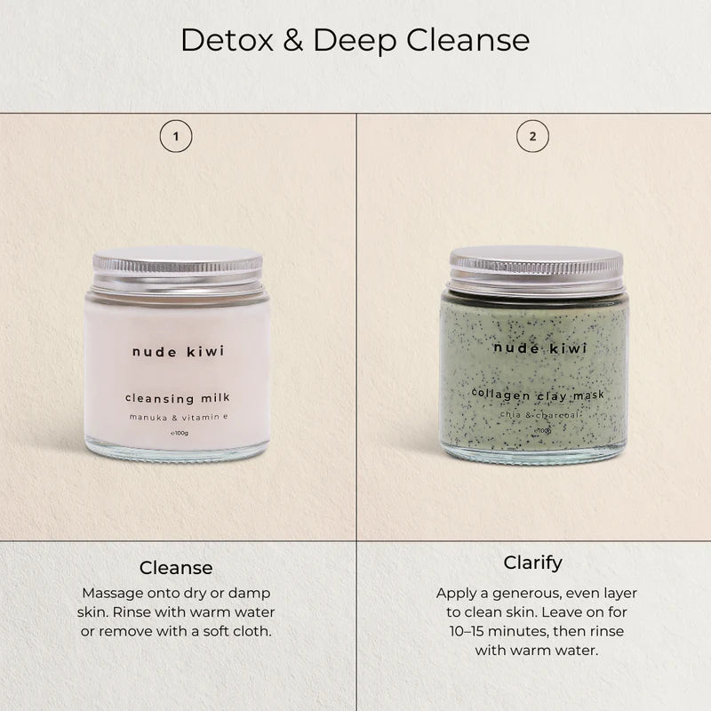 Nude Kiwi  Collagen Clay Face Mask - Chia & Charcoal
