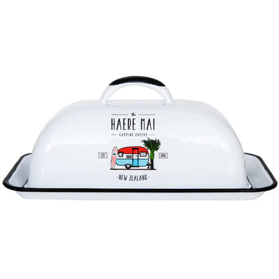 Moana Road Enamel Butter Dish - White