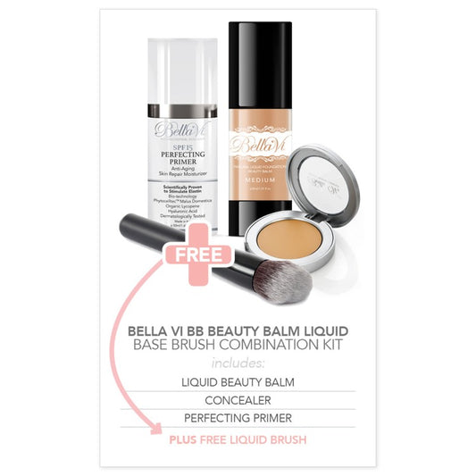 Bella Vi BB Beauty Balm Base Brush Combination Kit - FREE Foundation Brush