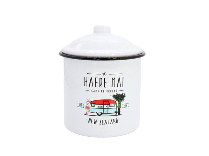 Enamel Canister Haere Mai
