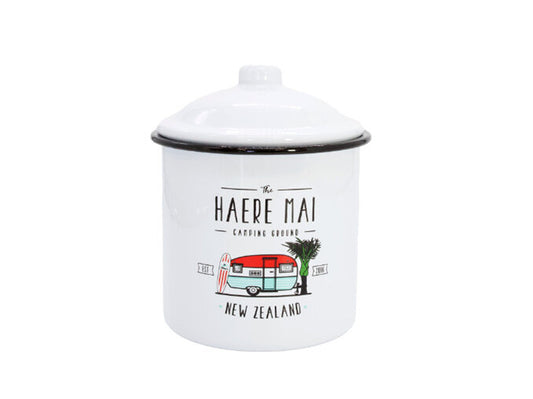 Enamel Canister Haere Mai