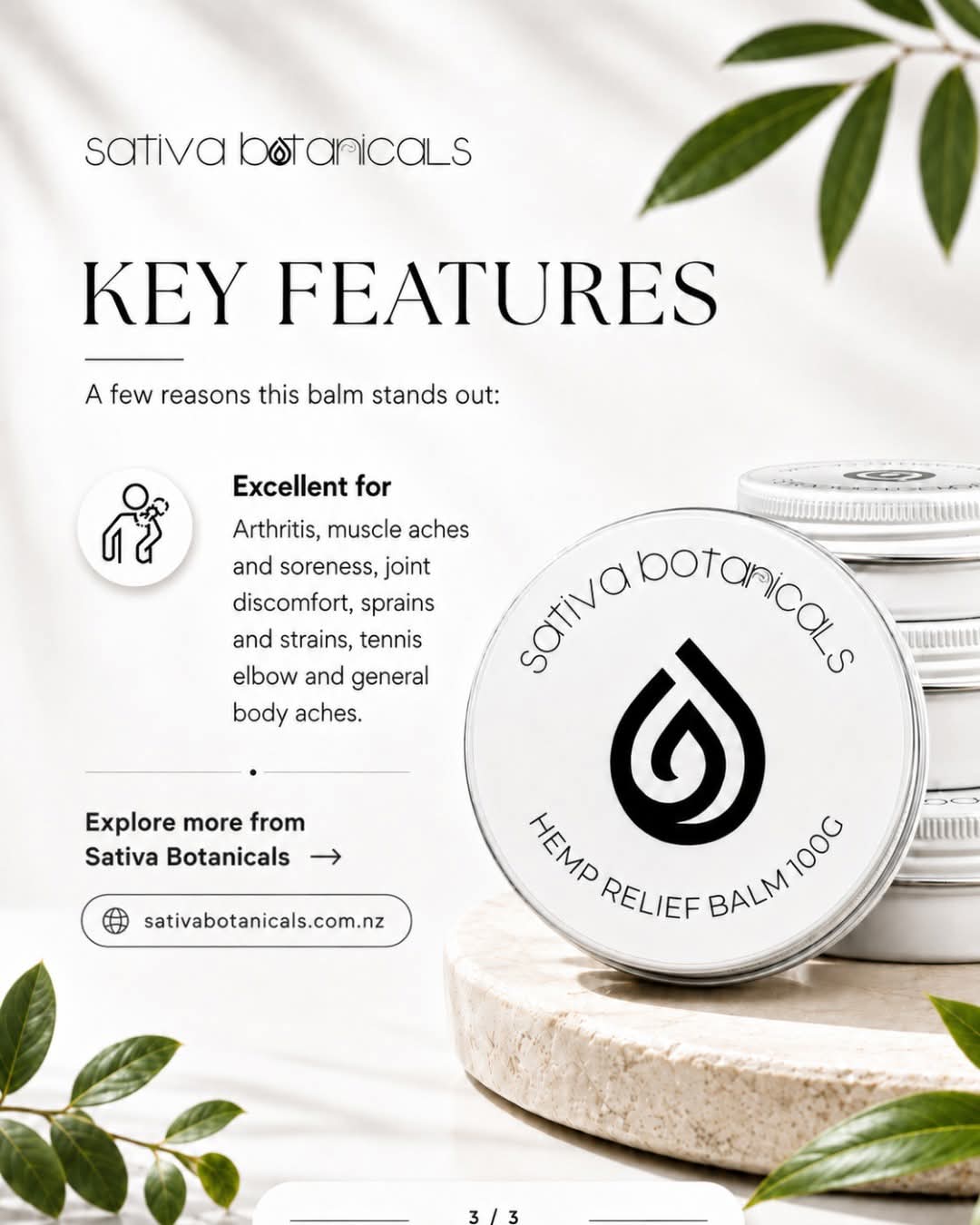 Sativa Botanicals Hemp Relief Balm for Aches & Pains