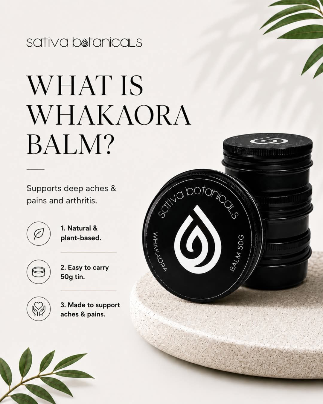 Sativa Botanicals Whakaora Full Spectrum Balm for Aches & Pains
