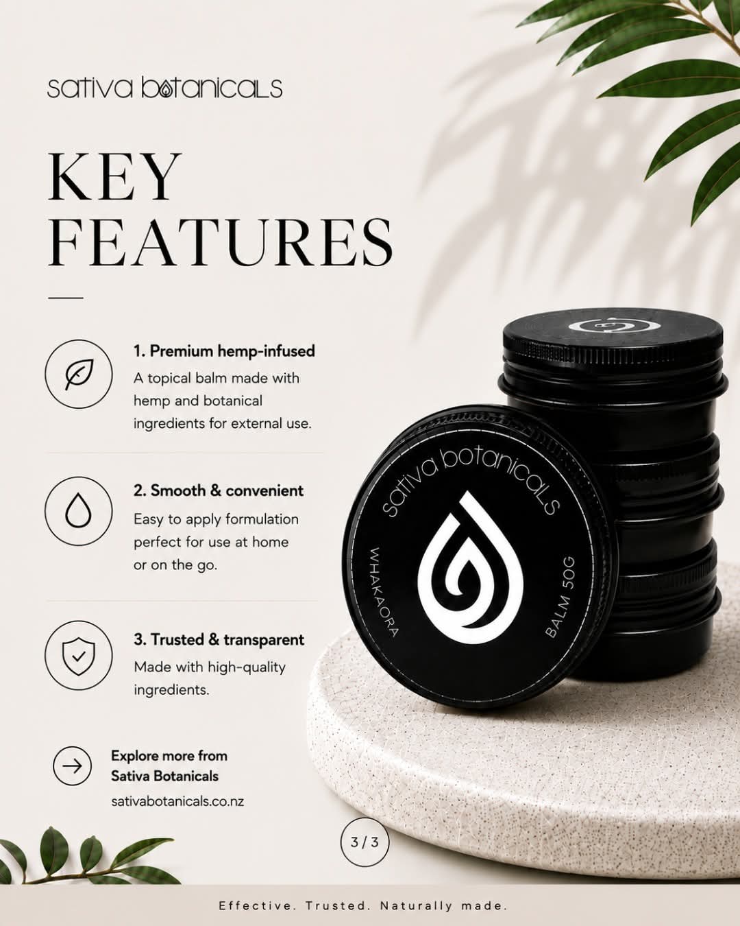 Sativa Botanicals Whakaora Full Spectrum Balm for Aches & Pains