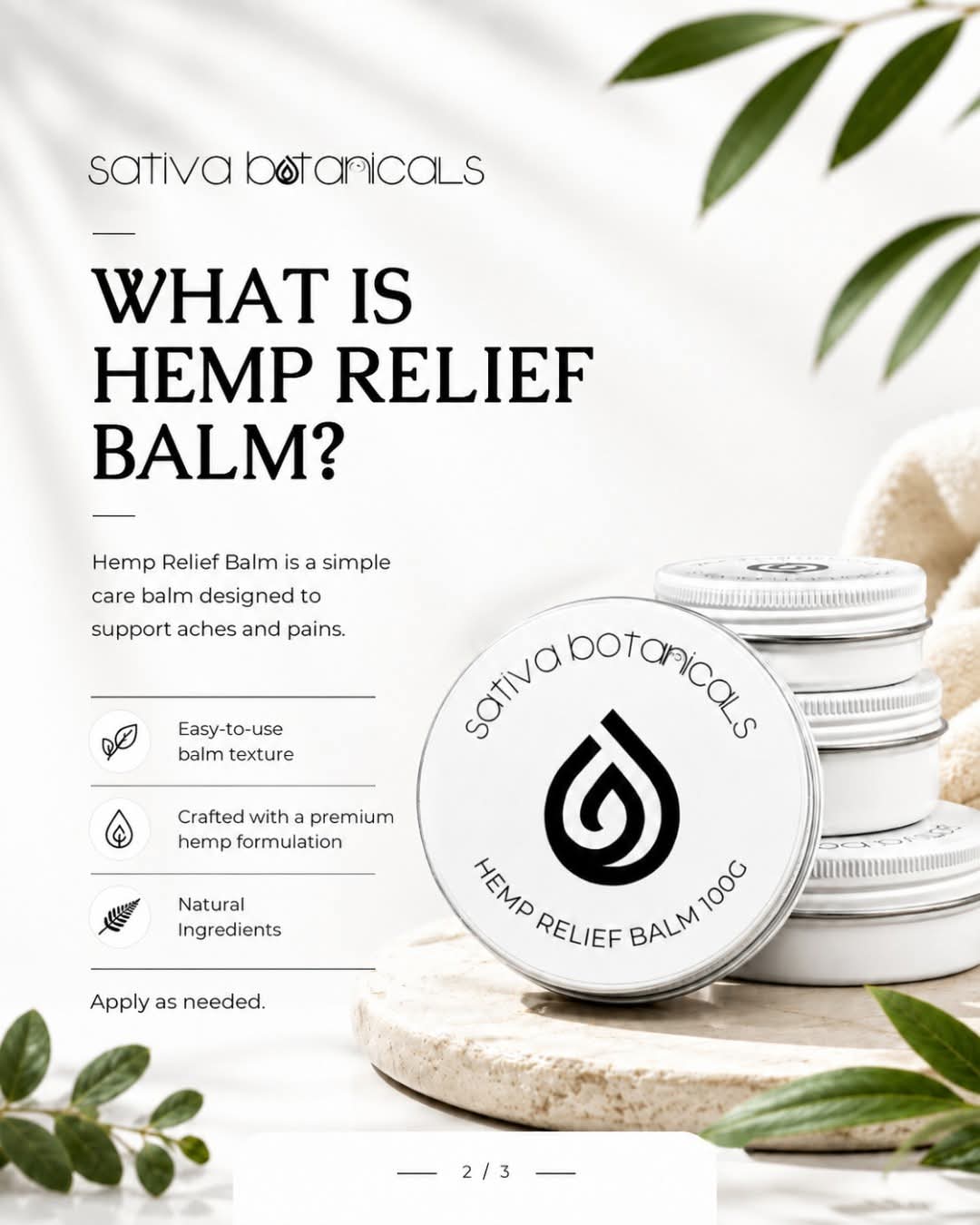 Sativa Botanicals Hemp Relief Balm for Aches & Pains